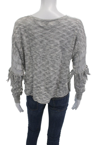 Wildfox Womens Bohemian Basic V-Neck Cotton Sweater Gray Long Sleeve Size XS