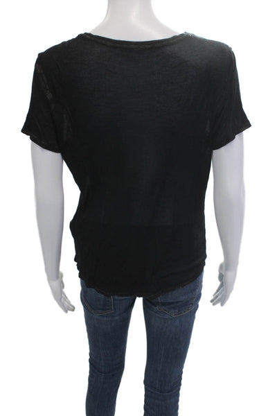 Zadig & Voltaire Womens Black V-Neck Short Sleeve Basic T-Shirt Size S
