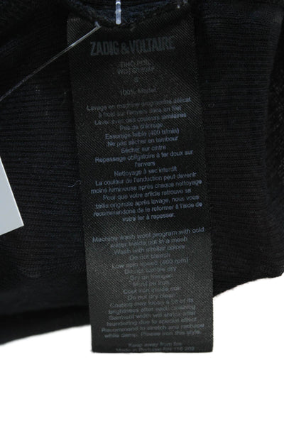 Zadig & Voltaire Womens Black V-Neck Short Sleeve Basic T-Shirt Size S