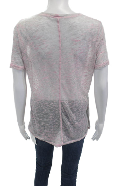 Monrow Womens Basic Short Sleeve Round Neck Gray T-Shirt Size S