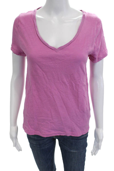 J Crew Womens Basic V-Neck Cotton Pink Short Sleeve T-Shirt Size M