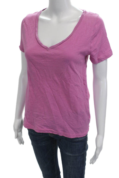 J Crew Womens Basic V-Neck Cotton Pink Short Sleeve T-Shirt Size M