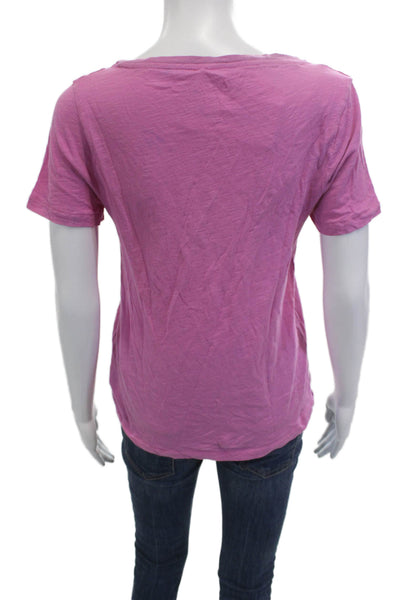 J Crew Womens Basic V-Neck Cotton Pink Short Sleeve T-Shirt Size M