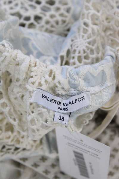 Valerie Khalfon Women Beige Floral High Neck Cotton Sleeveless Tank Size 38