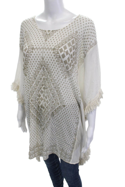 Mes DeMoiselles Paris Womens Beige Geometric Tunic Top Size One Size