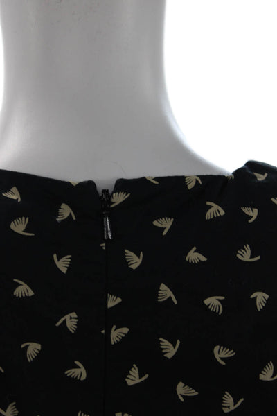 French Connection Womens Shift Dress Black Geometric Round Neck Zip Size 12