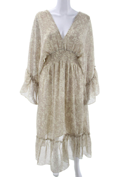 Dress Forum Womens Kaftan Maxi Floral V-Neck Drawstring Polyester Size S
