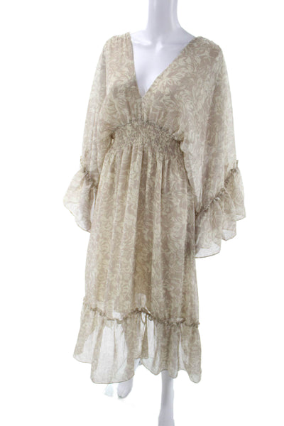 Dress Forum Womens Kaftan Maxi Floral V-Neck Drawstring Polyester Size S