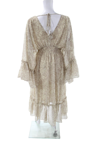 Dress Forum Womens Kaftan Maxi Floral V-Neck Drawstring Polyester Size S