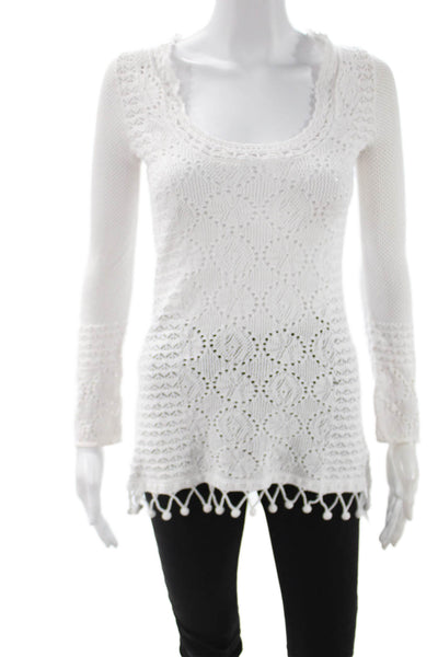 Lilly Pulitzer Womens Tunic Sweater White Cotton Long Sleeve Size XS