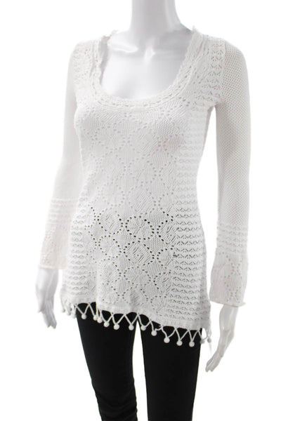 Lilly Pulitzer Womens Tunic Sweater White Cotton Long Sleeve Size XS