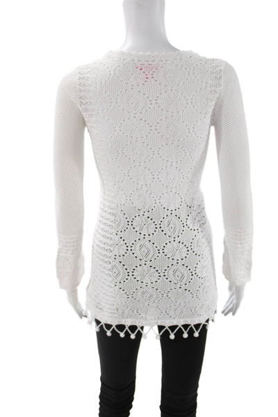 Lilly Pulitzer Womens Tunic Sweater White Cotton Long Sleeve Size XS