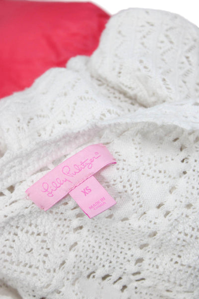Lilly Pulitzer Womens Tunic Sweater White Cotton Long Sleeve Size XS
