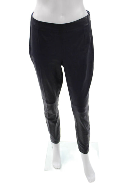 Christian Dior Women Cropped Ankle Pants Black Lamb Leather Cotton Size 6