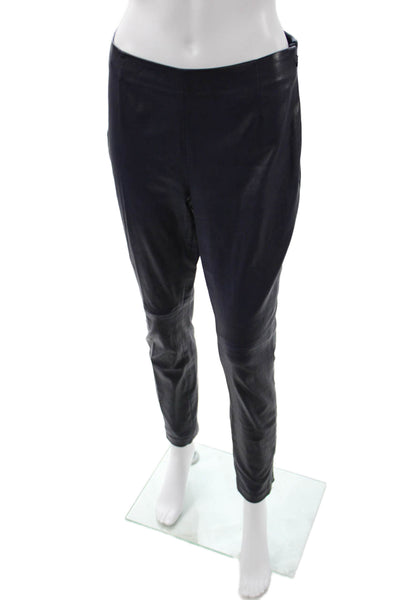 Christian Dior Women Cropped Ankle Pants Black Lamb Leather Cotton Size 6