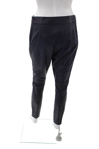 Christian Dior Women Cropped Ankle Pants Black Lamb Leather Cotton Size 6