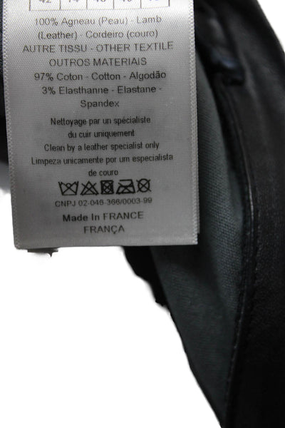 Christian Dior Women Cropped Ankle Pants Black Lamb Leather Cotton Size 6