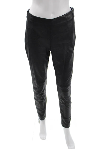 Christian Dior Womens Black Lambskin Ankle Dress Pants Button Inseam 28 Size 10