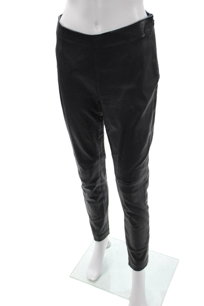 Christian Dior Womens Black Lambskin Ankle Dress Pants Button Inseam 28 Size 10