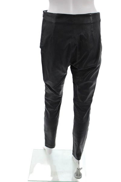 Christian Dior Womens Black Lambskin Ankle Dress Pants Button Inseam 28 Size 10