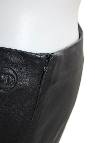 Christian Dior Womens Black Lambskin Ankle Dress Pants Button Inseam 28 Size 10