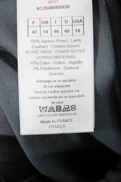 Christian Dior Womens Black Lambskin Ankle Dress Pants Button Inseam 28 Size 10