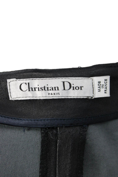Christian Dior Womens Black Lambskin Ankle Dress Pants Button Inseam 28 Size 10