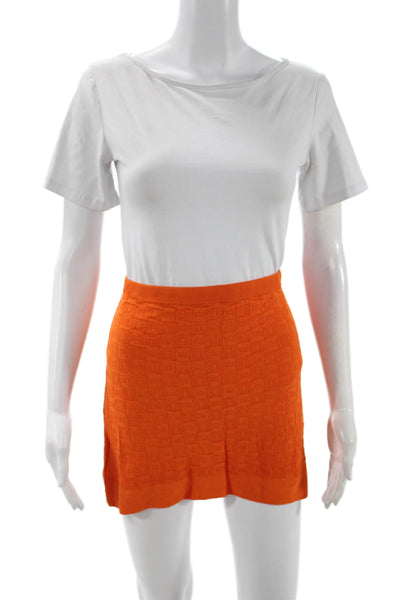 Zara Women Orange A-Line Mini Skirt Geometric 65% Viscose 35% Polyamide Size XS