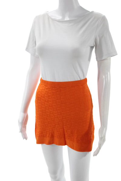 Zara Women Orange A-Line Mini Skirt Geometric 65% Viscose 35% Polyamide Size XS