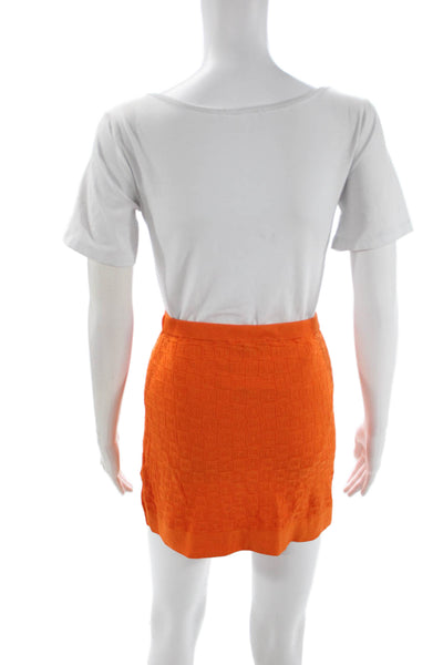 Zara Women Orange A-Line Mini Skirt Geometric 65% Viscose 35% Polyamide Size XS