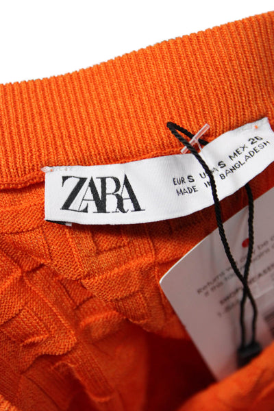 Zara Women Orange A-Line Mini Skirt Geometric 65% Viscose 35% Polyamide Size XS