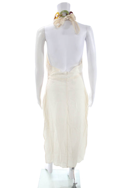 Zara Women Slip Maxi Dress Beige Sleeveless Hook & Eye Mid-Calf Viscose Size M