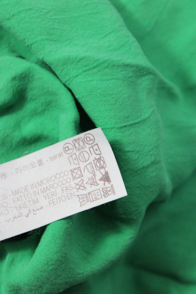 Zara Women Shirt Dress Green Collared Short Sleeve Mid-Calf Lyocell Size S