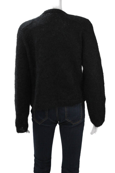L. Magnin Unisex Black V-Neck Pullover Sweater 37% Mohair Size M