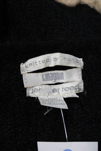 L. Magnin Unisex Black V-Neck Pullover Sweater 37% Mohair Size M