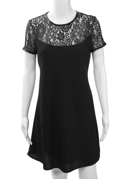 Laundry by Shelli Segal Womens Shift Dress Black Floral Short Sleeve Size 12