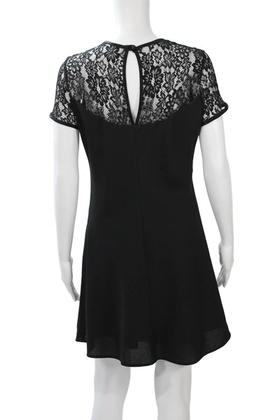Laundry by Shelli Segal Womens Shift Dress Black Floral Short Sleeve Size 12