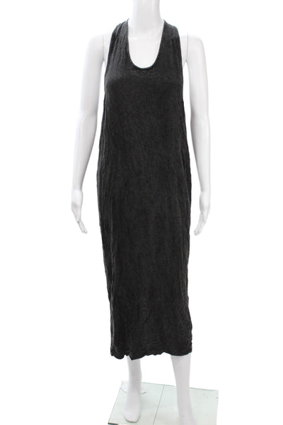 Mustard Seed Women Maxi Tank Dress Black Rayon Sleeveless Tie Waist Size M