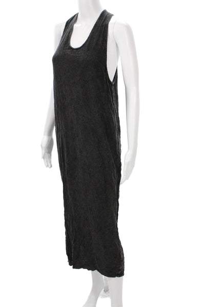 Mustard Seed Women Maxi Tank Dress Black Rayon Sleeveless Tie Waist Size M