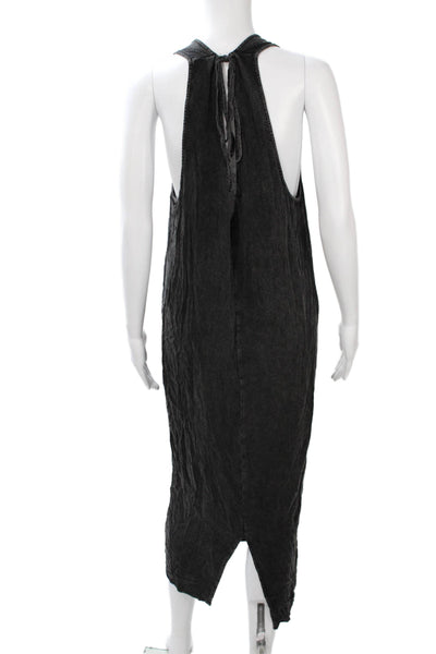 Mustard Seed Women Maxi Tank Dress Black Rayon Sleeveless Tie Waist Size M