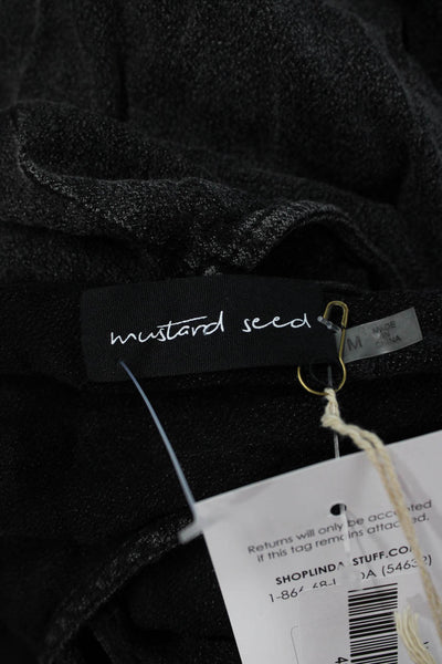 Mustard Seed Women Maxi Tank Dress Black Rayon Sleeveless Tie Waist Size M