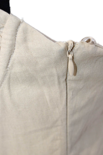 Zara Women A-Line Sundress Beige Linen Sleeveless Tie Bohemian Size S
