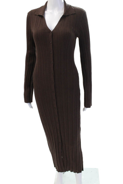 Z Supply Women Shirt Dress Brown Striped Long Sleeve Collared Size S