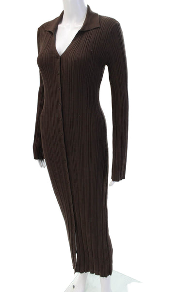 Z Supply Women Shirt Dress Brown Striped Long Sleeve Collared Size S