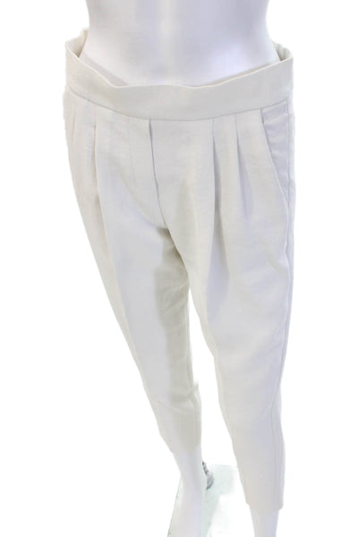 Babaton Women Cropped Dress Pants White Polyester Size 00