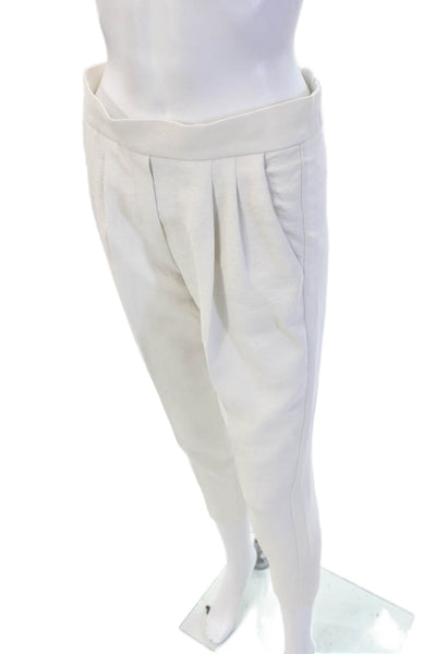 Babaton Women Cropped Dress Pants White Polyester Size 00