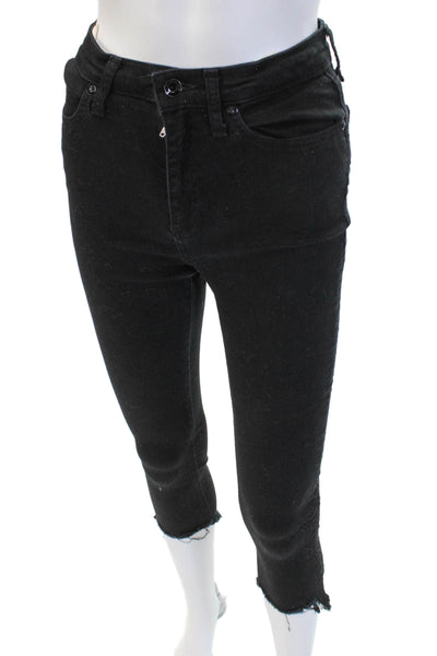 Rag & Bone Womens Skinny Cropped Ankle Jeans Black Denim Mid Rise Size 24