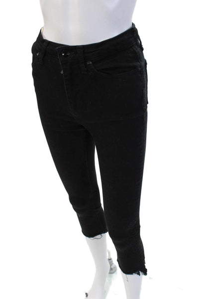 Rag & Bone Womens Skinny Cropped Ankle Jeans Black Denim Mid Rise Size 24