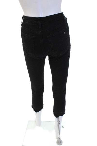 Rag & Bone Womens Skinny Cropped Ankle Jeans Black Denim Mid Rise Size 24