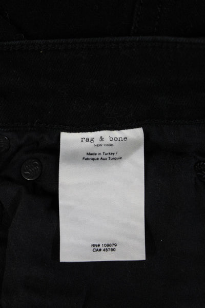 Rag & Bone Womens Skinny Cropped Ankle Jeans Black Denim Mid Rise Size 24